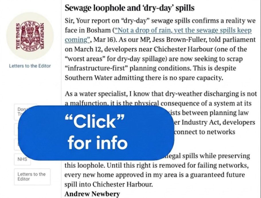 Sewage loophole and dry-day spills, The Times, Letters to the Editor, 17 March 2026